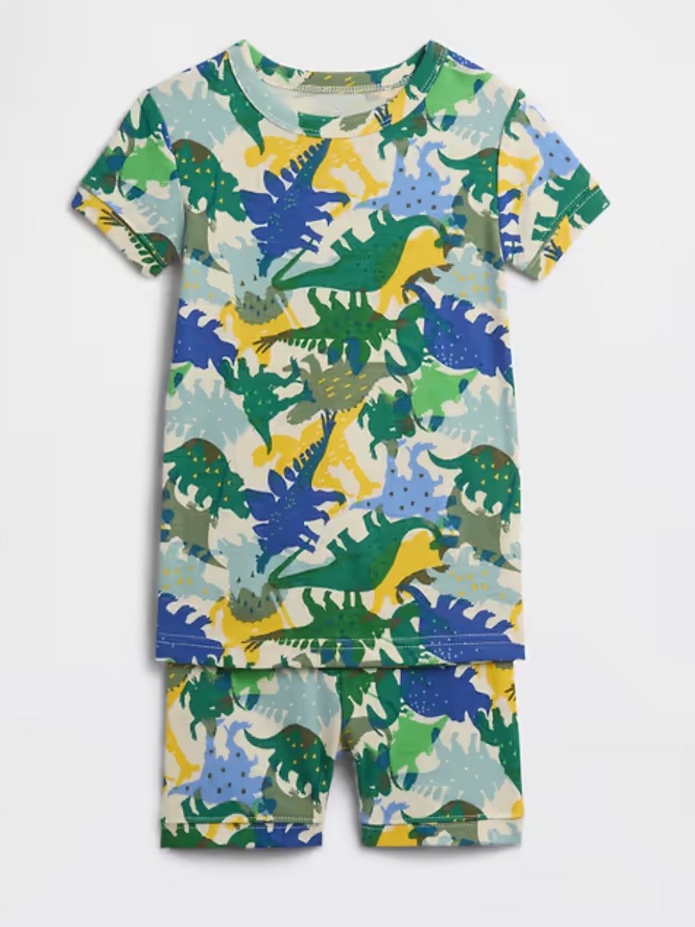 GAP Kids Dino Short Sleeve Pajama Set - Green Blue Yellow. 6-12 months